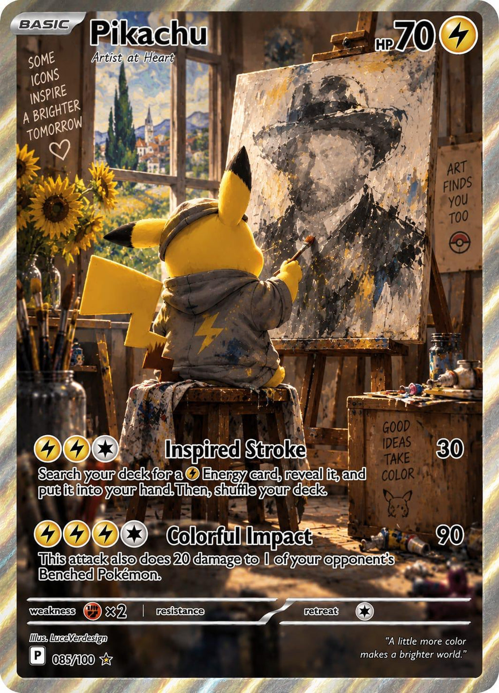 Pikachu Vincent van Gogh zelfportret - Fan Art Kaart